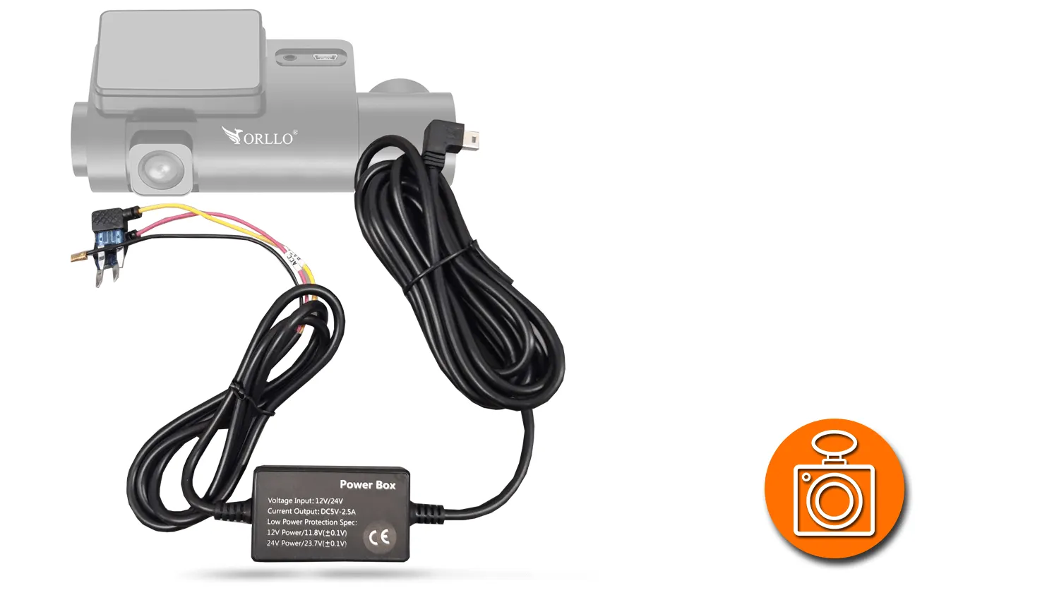 Adapter zasilania mini-USB do Kamery Samochodowej