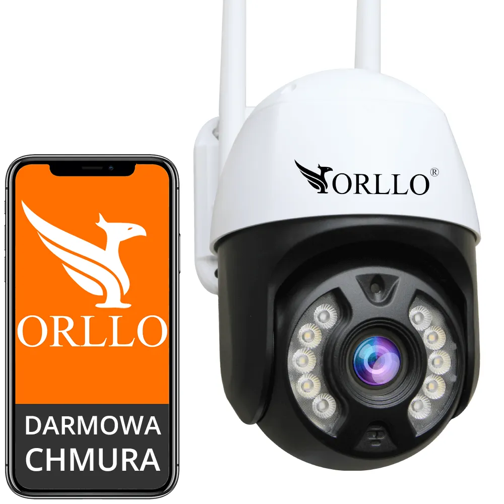 Kamera WiFi IP Zewnętrzna Obrotowa Zoom x10 ORLLO Z9 PRO LED IR Najlepsza kamera na działkę do domu na podw&oacute;rko Jaką kamerę wifi wybrać na działkę Tryb Nocny Night Color 4Mpx UltraHD Kamera z chmurą Kamera z zapisem na karcie monitoring domu sklep orllo.p