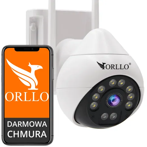 Kamera orllo z17 z polską aplikacją okam orllo.pl Zewnętrzna obrotowa kamera orllo z17 na kartę sim 4G LTE z możliwością montażu pod sufitem darmowa chmura na miesiąc