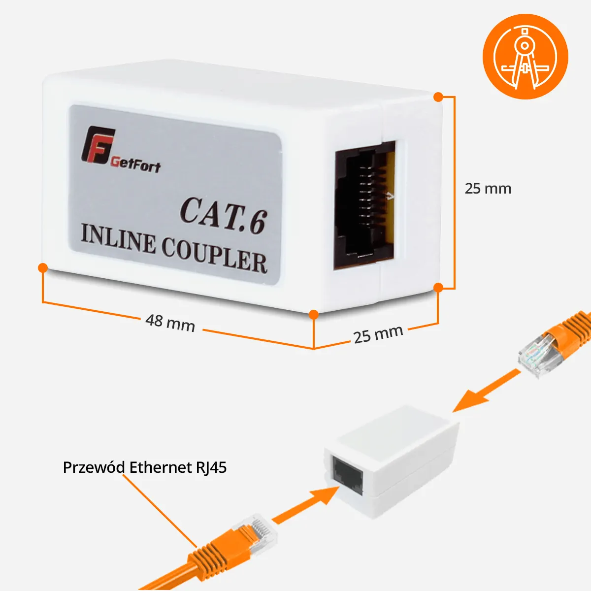 Łącznik przewod&oacute;w RJ45 GETFORT