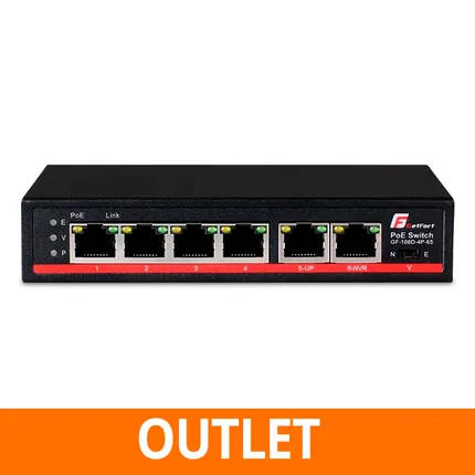 Switch Sieciowy PoE GETFORT 4 Porty + 2 UPLINK 65W OUTLET IDEALNY