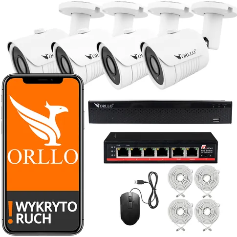 Zestaw kamer do Monitoringu CCTV 4 Kamery 5Mpx ORLLO POESET2+