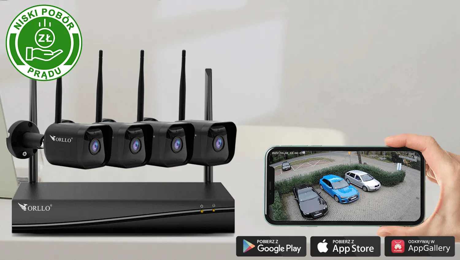 Zestaw do Monitoringu  4 Kamery 3Mpx ORLLO E-SET-W1