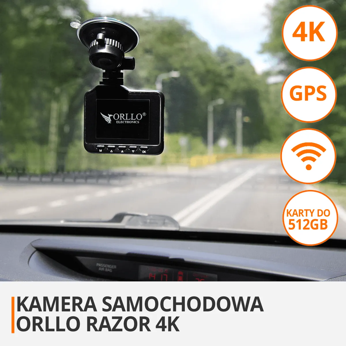 xKamera samochodowa 4k orllo gps wifi prz&oacute;d ty dua
